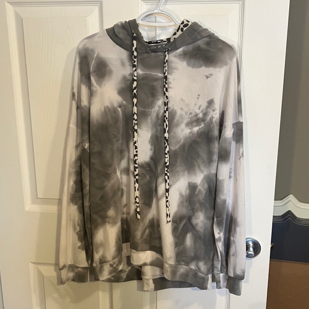 2/$20-womens Gray Tie-Dye Hoodie